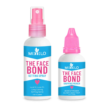 Blushimmer long-lasting primer setting spray duo with deep hydration, smudge-proof makeup base, non-greasy, holds like glue.