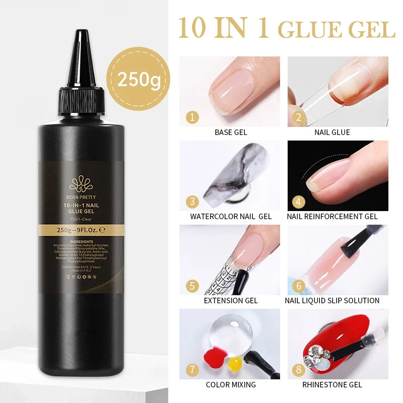 Blushimmer BORN PRETTY 250g black and white gel nail polish set with semi-permanent jelly nude gel for UV and LED nails.