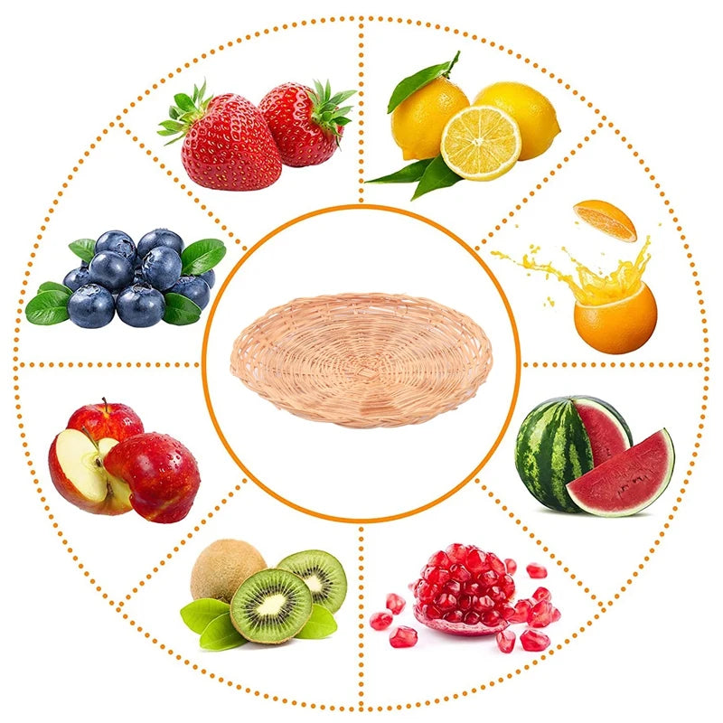 Bamboo Paper Plate Holder - 10 Inch Round Woven Plate Holder, Reusable Paper Plate Holders For Picnic Party