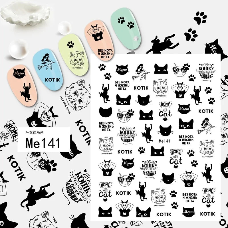 Black and white nail art stickers by Blushimmer featuring sexy, press-on nail decals and body decoration wraps for women and girls.
