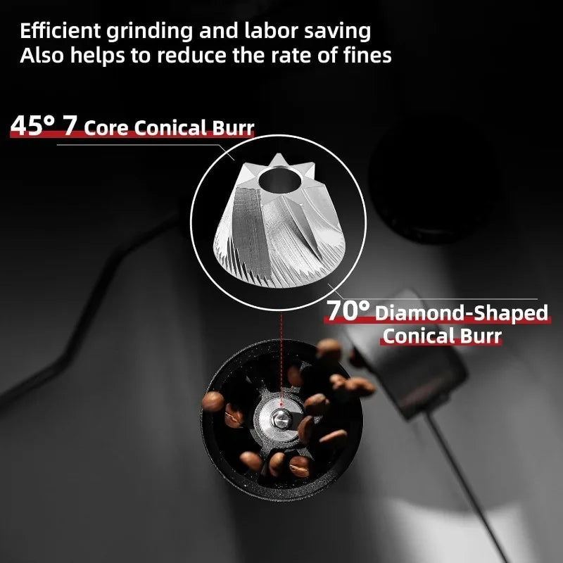 MHW-3BOMBER Hand Coffee Bean Grinder Adjustable Manual Coffee Grinder 7 Core Stainless Steel Conical Burr Barista Tools Gifts