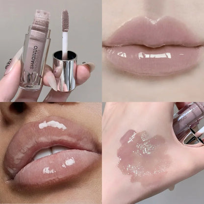 Black Rabbit Gothic silver metallic lip gloss by Blushimmer with translucent, non-sticky water gloss finish on lips.