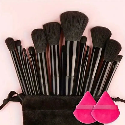 Blushimmer makeup brush set with soft, fluffy brushes for foundation, powder, eyeshadow, and blending in a professional cosmetic kit.