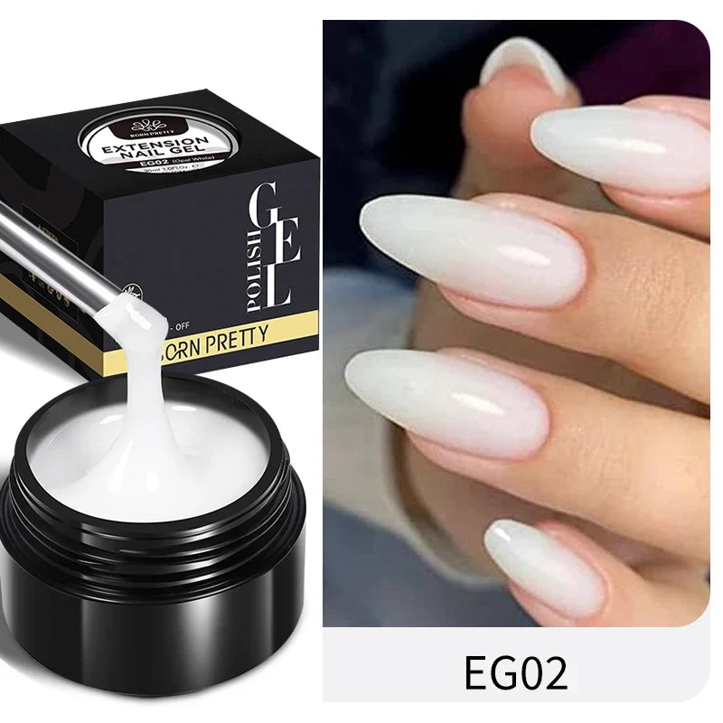 Blushimmer Born Pretty 30ml milky white hard gel for nail extensions, UV soak-off construction gel, clear acrylic nail polish