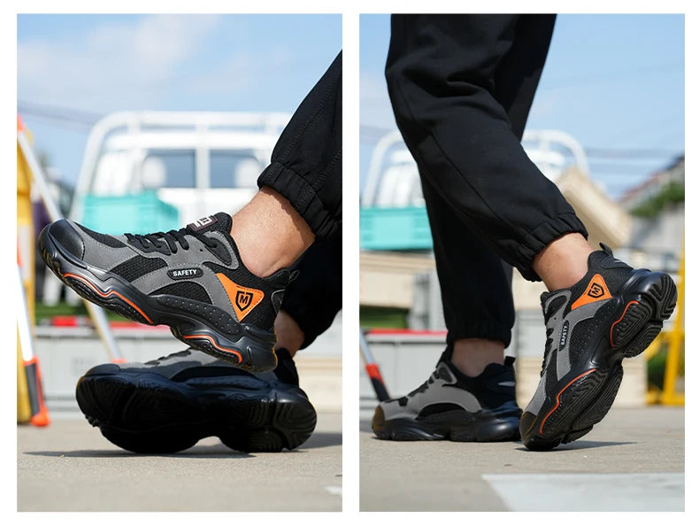 Slip On Safety Shoes Work Boots Steel Toe Men Non-Slip Lightweight Breathable Industrial Shoes Anti shock Protective Boots