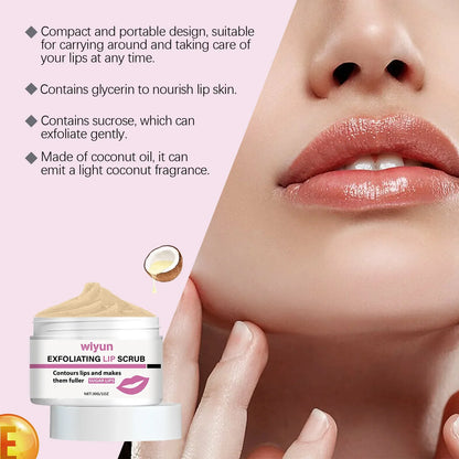 Blushimmer gentle lip scrub with sugar exfoliates and moisturizes, featuring a soft, hydrating texture for smooth lips.