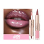 Black Brown Tapered Lip Liner Contour Pencil Double Head Mirror Plumping Lip Glaze Crystal Lip Gloss Sexy Red Lips Tint Makeup