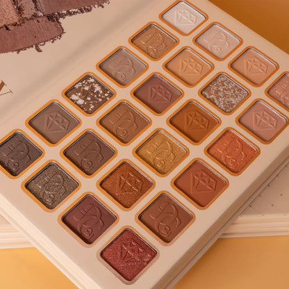 Blushimmer 43-color all-in-one makeup palette with 4-layer book design featuring matte and shimmer eyeshadows, blush, contour, and highlighter.
