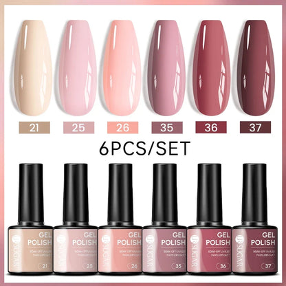 Blushimmer UR SUGAR 7ml gel nail polish set with nude pink red glitter shades for semi-permanent manicure and soak-off UV gel nails