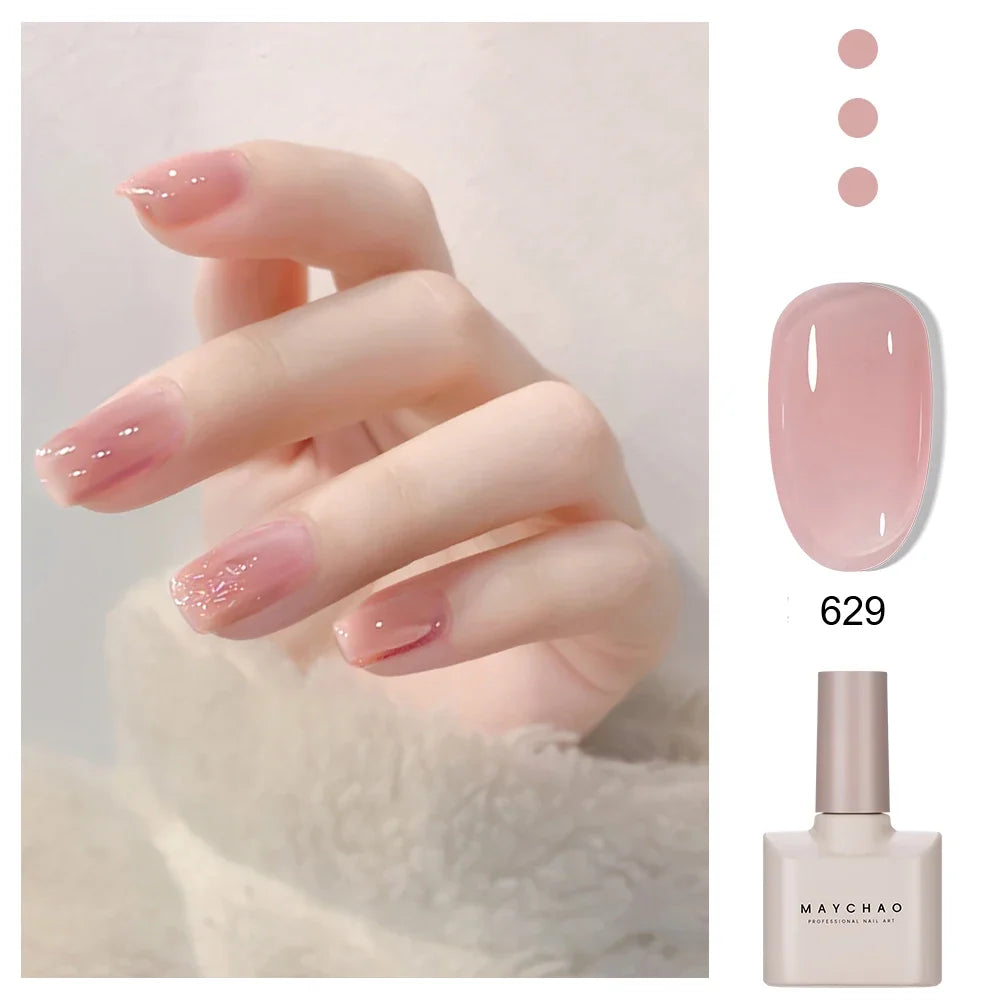 Blushimmer MAYCHAO 12ml semi-permanent jelly gel nail polish top coat with UV and LED compatibility, long-lasting gel manicure product