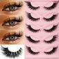 Natural long cat eye eyelashes by Jiefuxin Store with winged ends, 15 pairs of false manga-style lashes for makeup and eye enhancement.