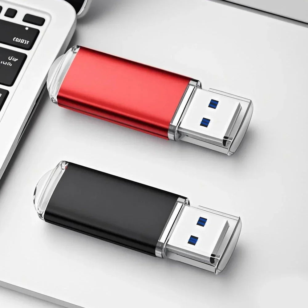 Metal 64GB USB 3.0 flash drive with pen drive design, high-speed memory stick for computers and data storage.