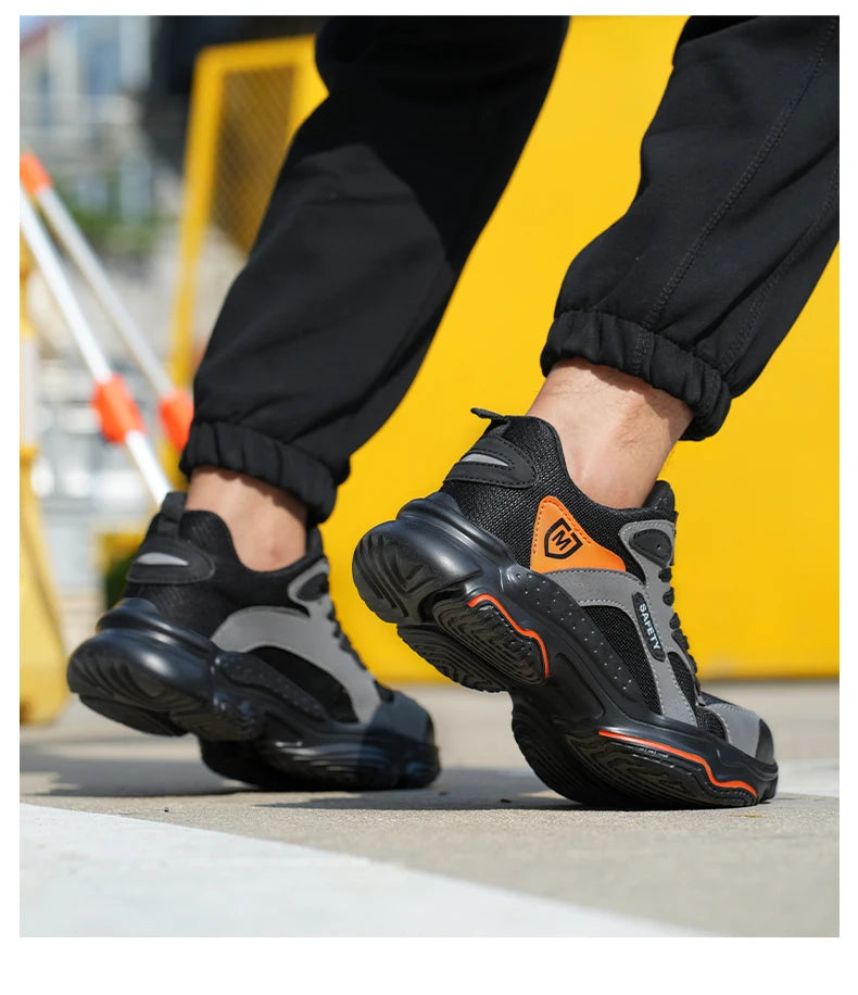 Slip On Safety Shoes Work Boots Steel Toe Men Non-Slip Lightweight Breathable Industrial Shoes Anti shock Protective Boots