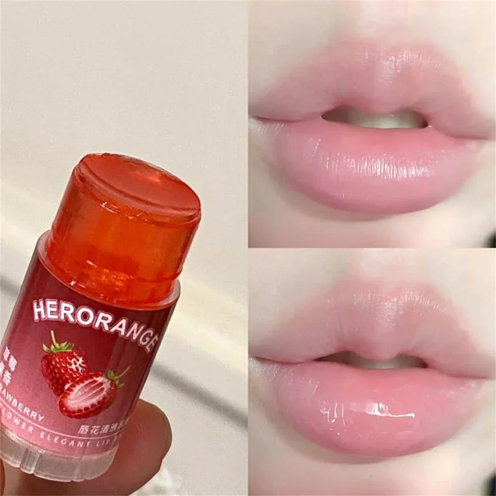 Blushimmer transparent coconut lip balm and gloss with moisturizing, hydrating, and anti-drying properties, featuring a jelly lipstick finish.