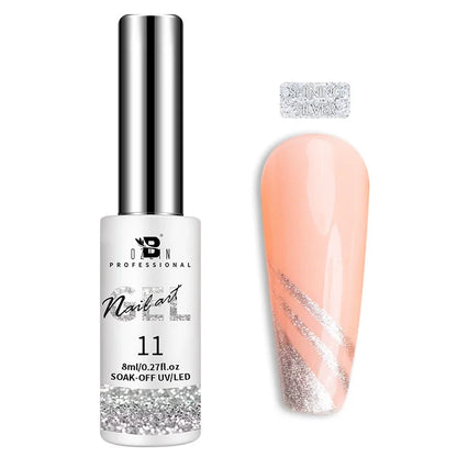 Blushimmer 5ML gold and silver metallic gel polish with chrome mirror finish, perfect for UV LED semi-permanent nail art.