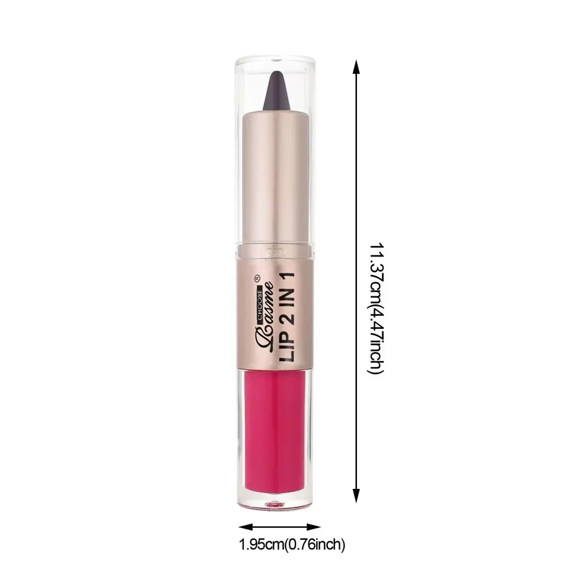 Blushimmer 2-in-1 lipstick and lip gloss with dual-end design, waterproof long-lasting lip liner and moisturizing glossy finish.