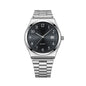 Elegant LUCKY FOX minimalist stainless steel wristwatch with black dial, showcasing precise timekeeping and sleek design.
