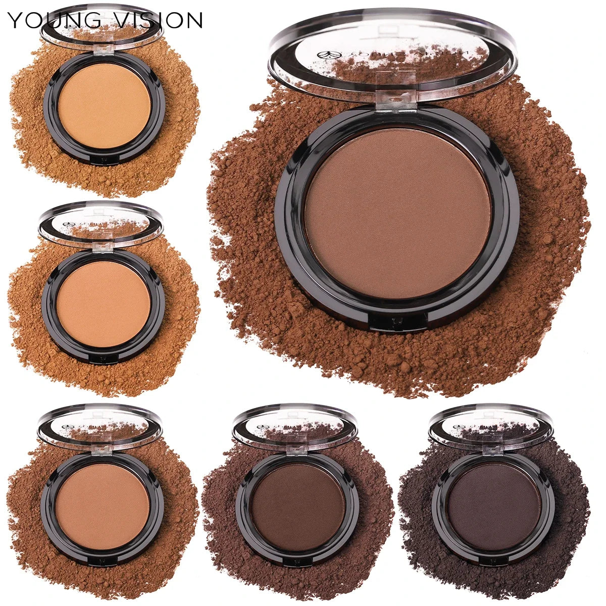 Blushimmer professional matte contour powder palette with bronzer and highlighter for 3D face shaping makeup.