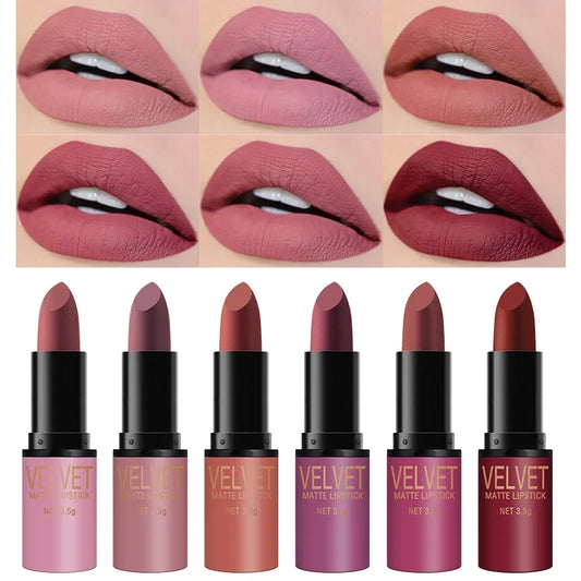 Blushimmer Langmanni matte lipstick set with six waterproof, smudge-proof lipsticks in a gift box, featuring matte finish and vibrant colors.