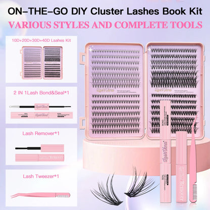 DIY Eyelash Extension Kit 10D20D30D40D with Tweezers Glue Seal Reusable Single Lashes for Party Stage Festival Eye Makeup tools