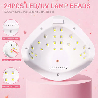Blushimmer SUN5 UV LED Nail Lamp 48W with LCD display, automatic sensor, for curing gel nail polish, professional nail dryer