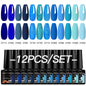 12-piece all-season nail gel polish set by Blushimmer featuring multicolor, long-lasting, UV and LED nail supplies for women.