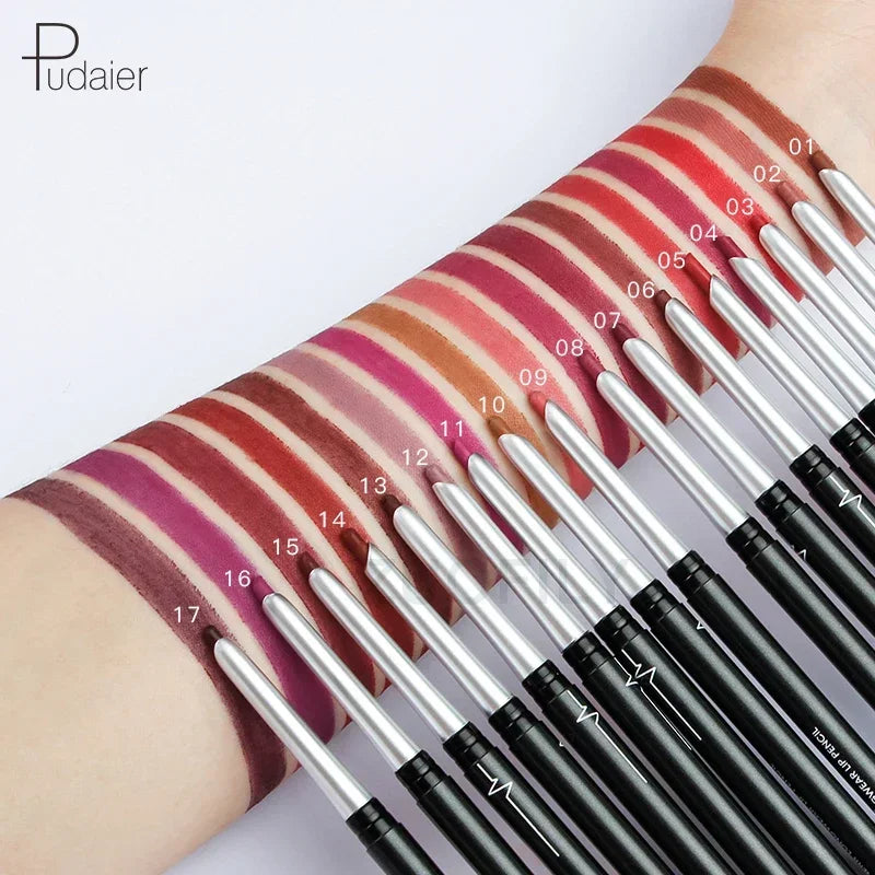 Blushimmer 17-color portable matte lipstick and lip liner set, long-lasting waterproof moisturizing pencil for women.