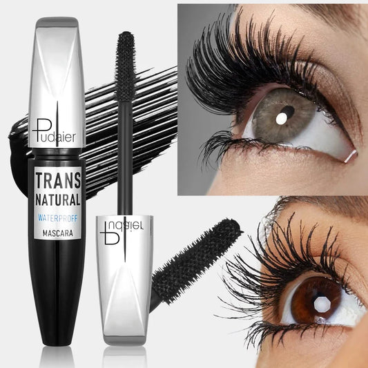 Kiss Beauty 5D Volume & Lengthening Waterproof Mascara tube with black cap and wand showing thick, curled lashes