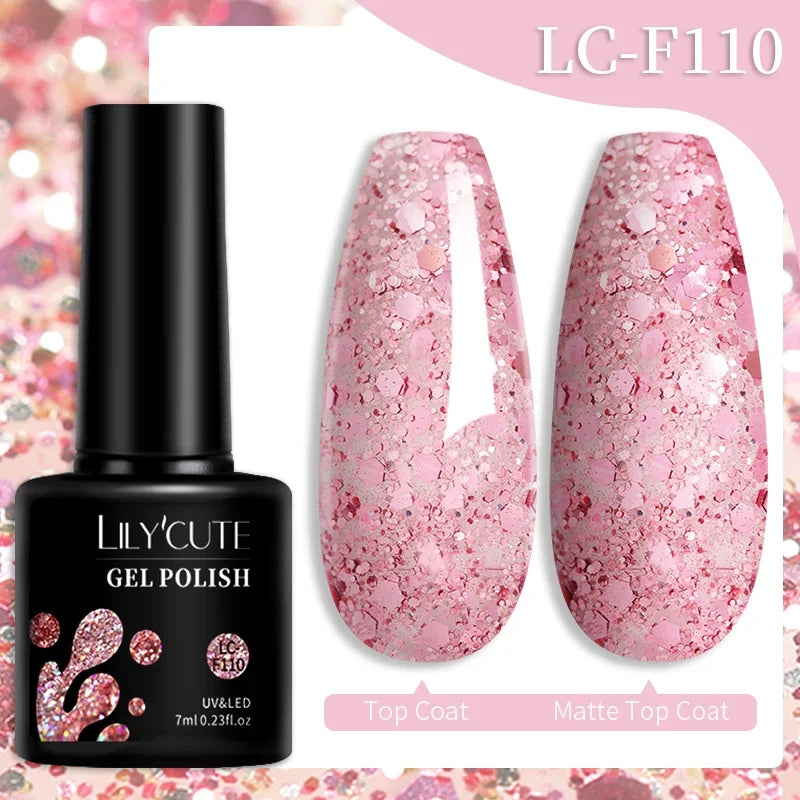 Colorful LilYCute 7ml gel nail polish bottle from Blushimmer, showcasing a vibrant, long-lasting UV gel for manicure nail art.