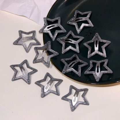 10/25/50/100pcs Y2K Silver Star Hair Clips High Quality Star Hair Clip Metal Clip Silver Pentagram Bb Clip Hair Accessory