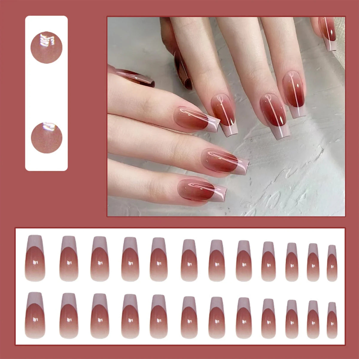 Set of 24 Y2K star press-on nails by Blushimmer featuring gradient black color, moon designs, and mid-length coffin shape.