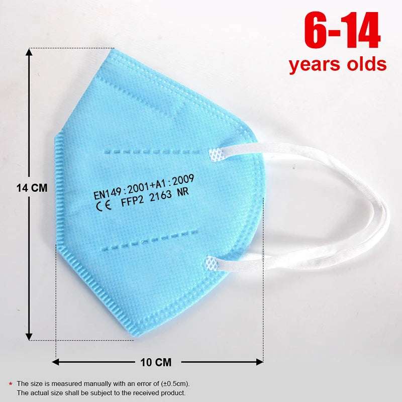 100pcs Kids mascarillas fpp2 Black KN95 CE Child FFP2 face mask mascarilla kn95 5Layers Non-wove ffp2 Kid mask kn95 reusable