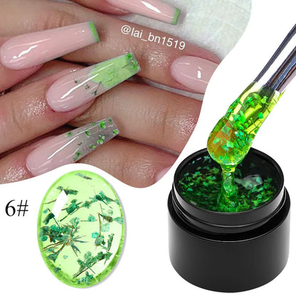 Blushimmer pink dried flower gel nail polish with natural flower design, UV and LED soak-off nail art gel for elegant nails