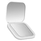 Blushimmer compact LED travel mirror with lights, 1X/2X magnification, foldable handheld makeup mirror for purse or travel use.