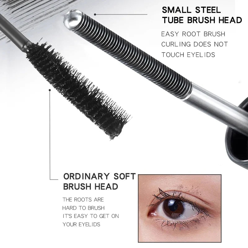 Blushimmer Mackandy Waterproof 3D Lengthening Mascara in black, 4.5g, with a curved mascara wand and volumizing brush.