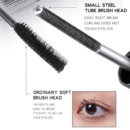 Blushimmer Mackandy Waterproof 3D Lengthening Mascara in black, 4.5g, with a curved mascara wand and volumizing brush.
