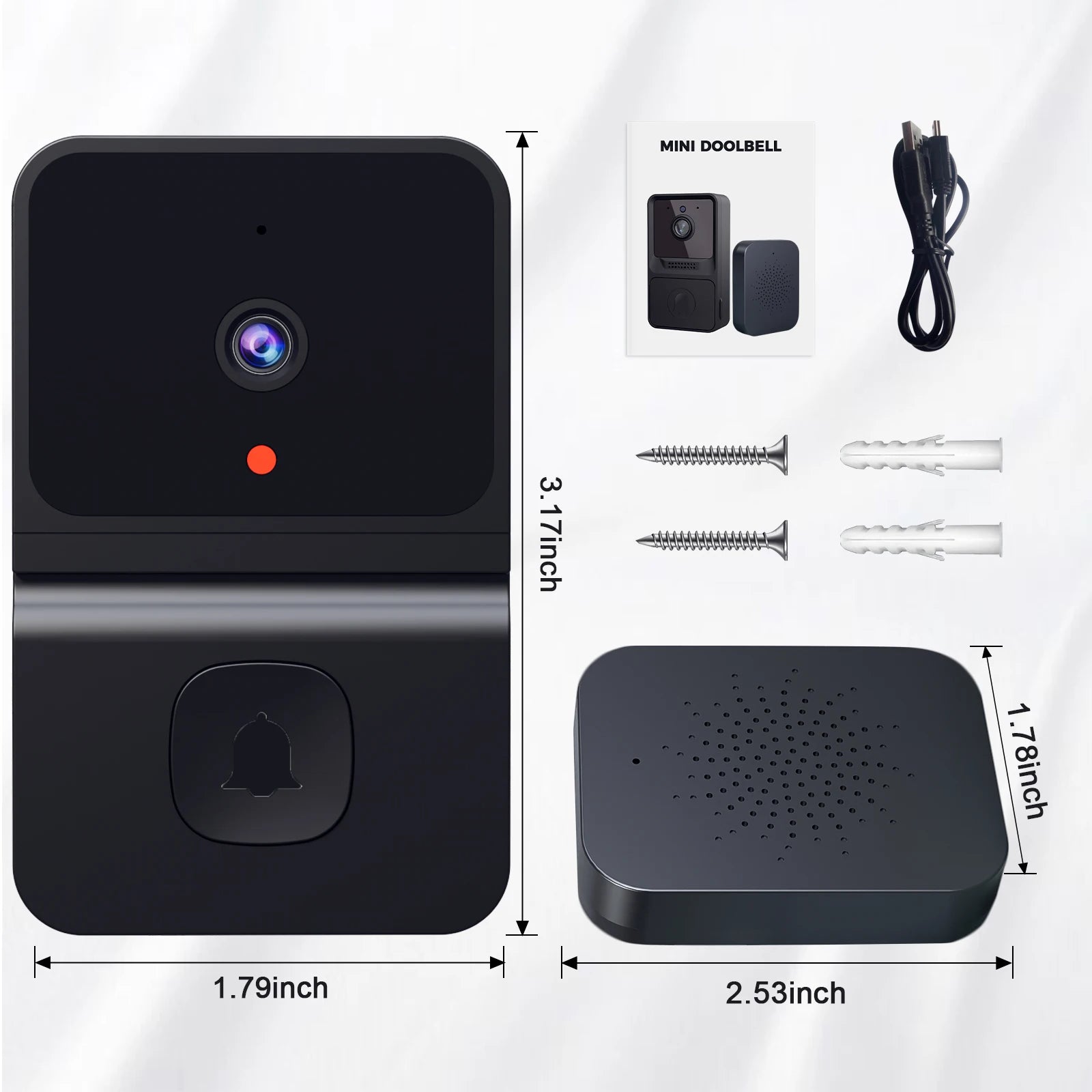 Tuya APP Wireless WIFI Doorbell Free Cloud Storage  Visual Doorviewer  Long Time Standby Video Door Phone