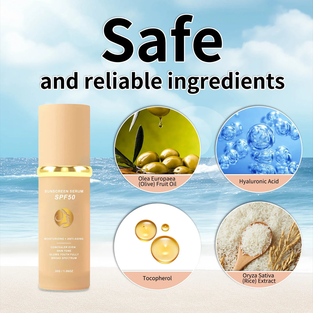 Sunscreen liquid foundation 30g, waterproof, sweat proof, goodbye to dry pickup powder, concealer, even skin color