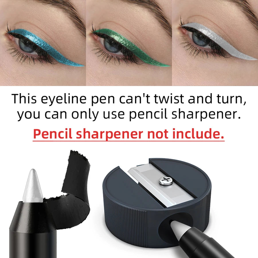 Colorful metallic eyeliner pen with high pigmentation, waterproof shimmer finish, perfect for smokey or gothic makeup looks.