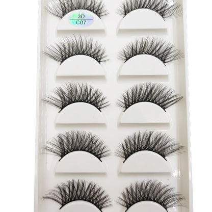 Set of 5 pairs of Blushimmer 3D faux mink false eyelashes, wispy and thick, Natural-looking soft false eye lashes for glamorous makeup.