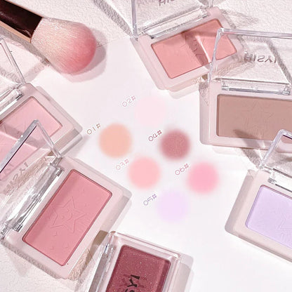 Blushimmer monochrome purple nude blush with matte finish, natural brightening for cheeks, fine flash rouge makeup.