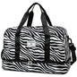 OBA women's zebra print carry-on travel bag with durable duffel bag design for gym and travel use.