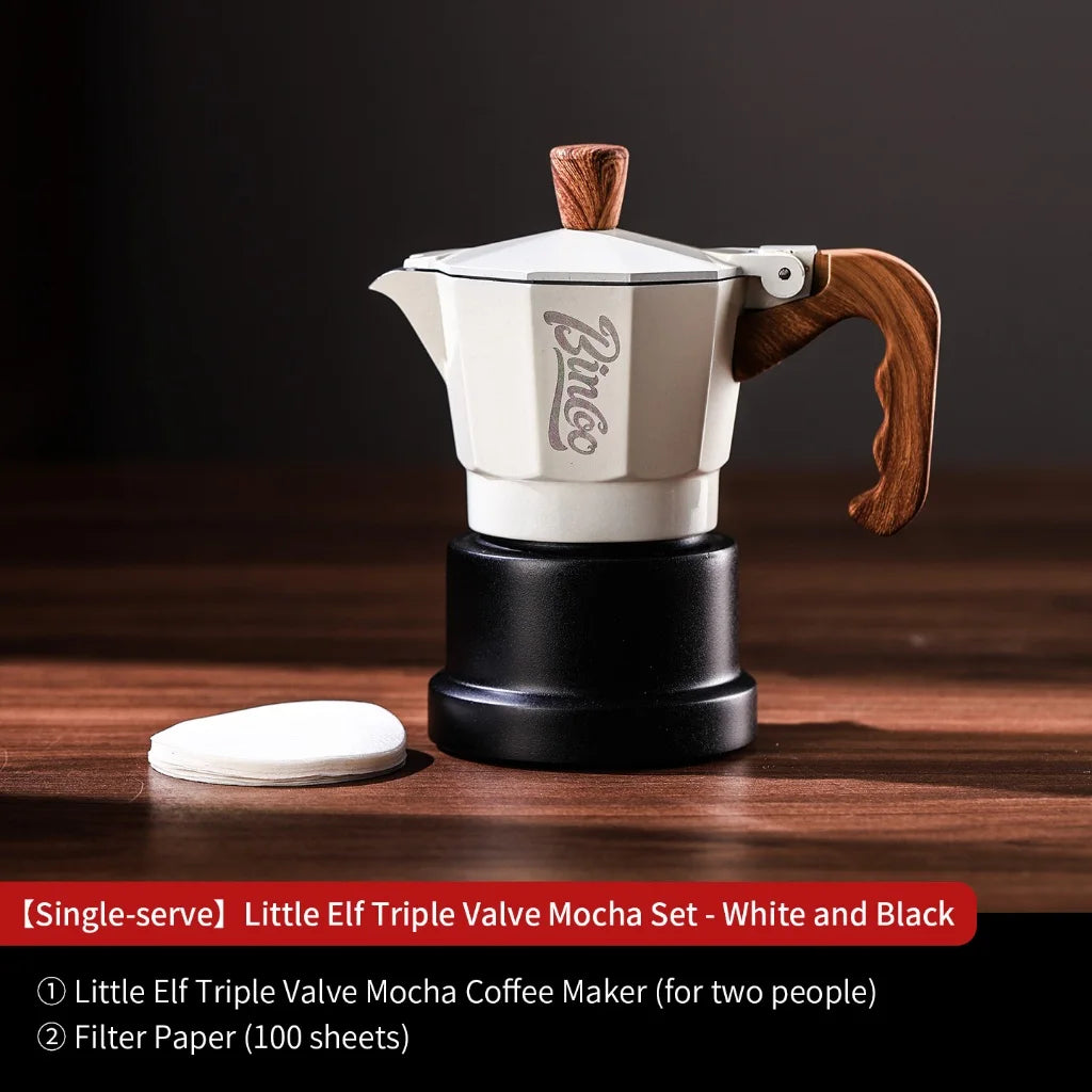 BINCOO Three-Valve Moka Pot Home Mini Espresso Coffee Maker Coffee Brewing Equipment 1Cup/2Cups