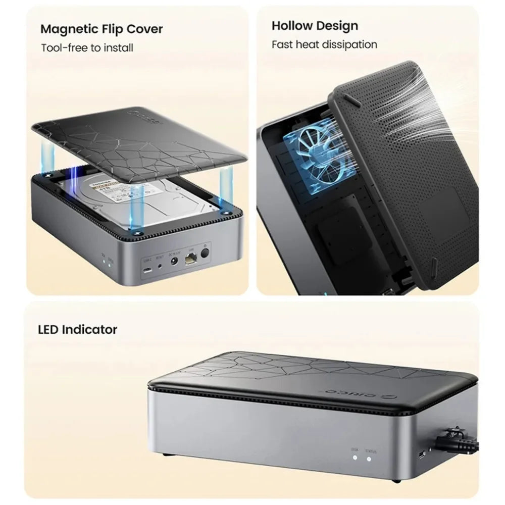 ORICO 3.5" Inch SATA Hard Drive Enclosure NAS Network HDD Storage Box USB C HD Disk External Case Housing Personal Cloud Server