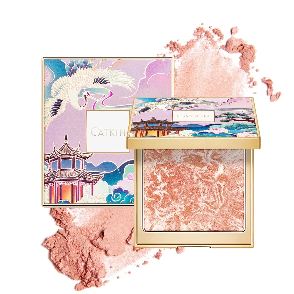 Blushimmer Catkin Eternal Love 10g rosy cranes baked blush powder with silky smooth texture and natural red hue, Chinese style makeup product