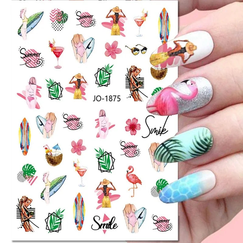 Black and white nail art stickers for women and girls, featuring sexy body press-on designs and decorative nail decals.