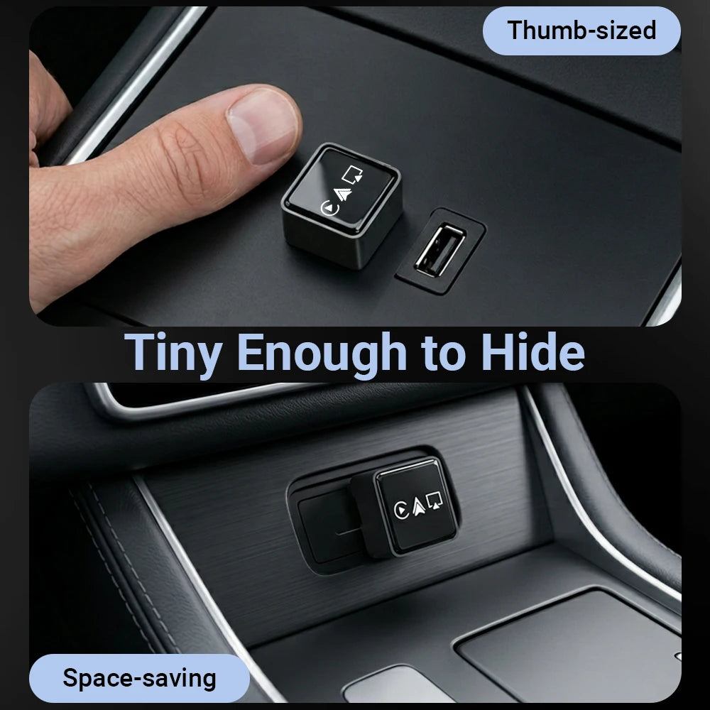 Smart 4 in 1 CarPlay Wireless Dongle, Wired to Wireless CarPlay & Android Auto Converter with AirPlay MirrorCast Function, Quick