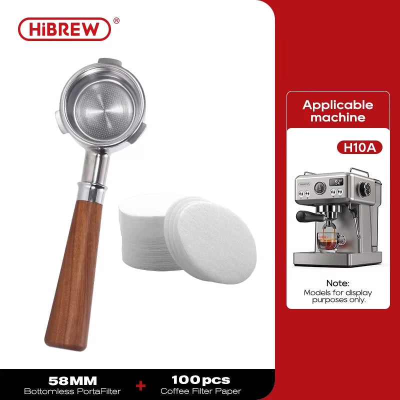 HiBREW Coffee Bottomless Portafilter 51MM 58MM Filter Basket Espresso Machine Barista Tool H10A H10B H7A H10 Plus