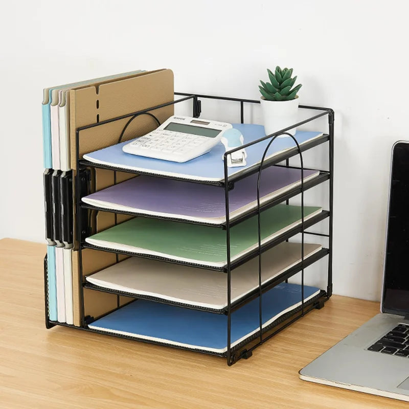 Paper File Holder5Office Desktop Document Organizer Storage Box File Holder Archive Rack Office Supplies Multi-layer Design