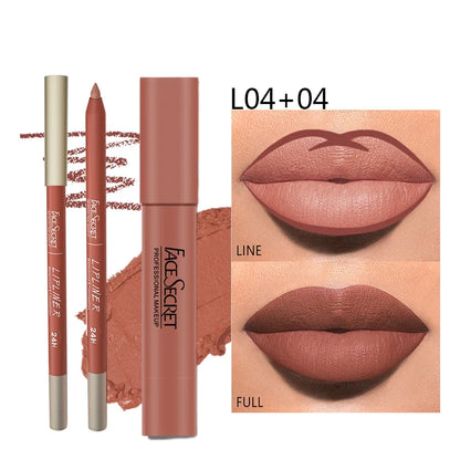 Blushimmer matte lipliner and lipstick set with waterproof, long-lasting soft matte color for women's lip makeup.